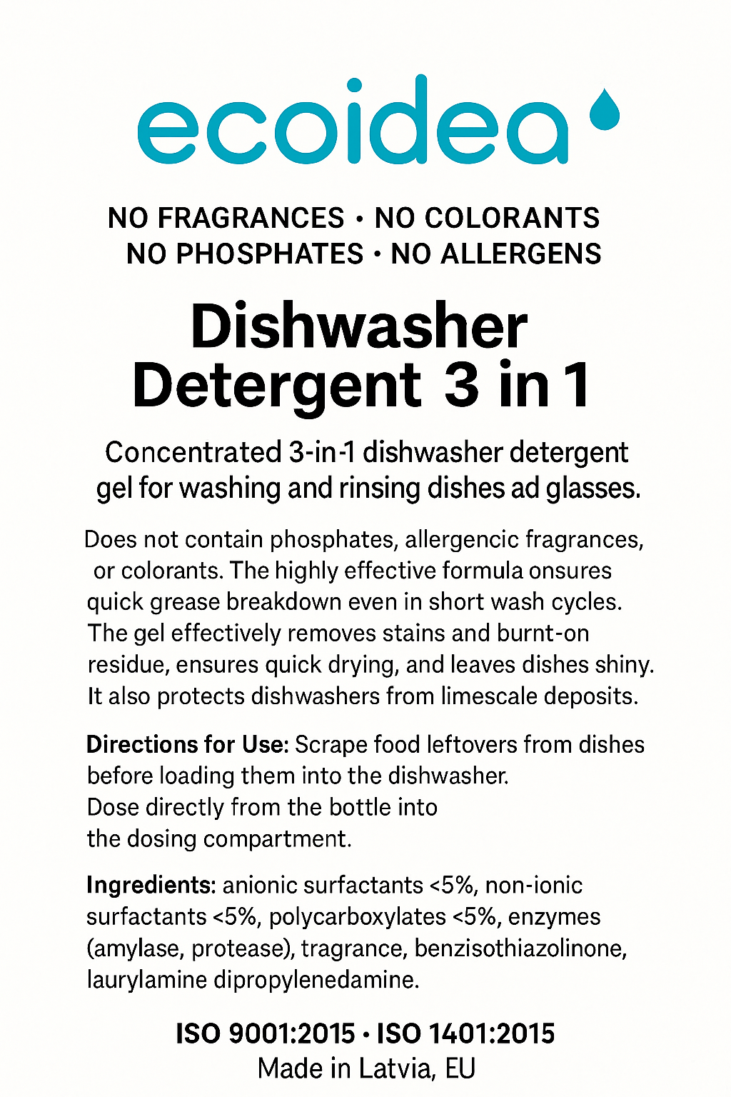 ecoidea 3 in 1 Dishwasher detergent 23.7 FL OZ