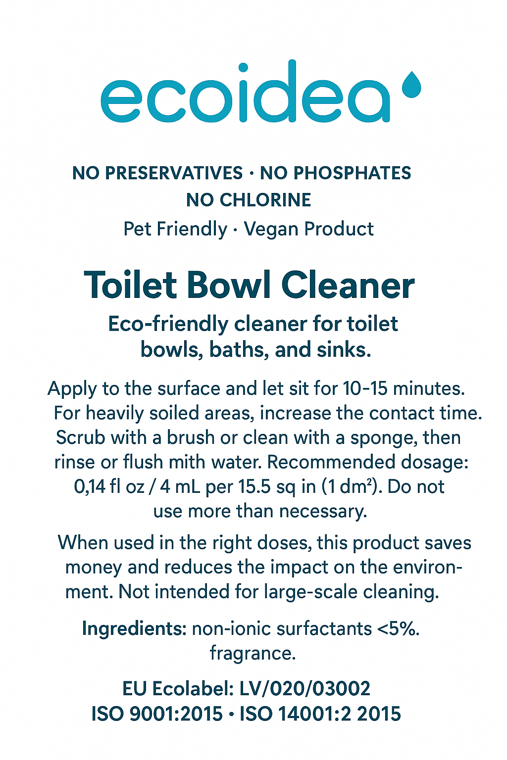 ecoidea Toilet Bowl Cleaner 33.8 FL OZ