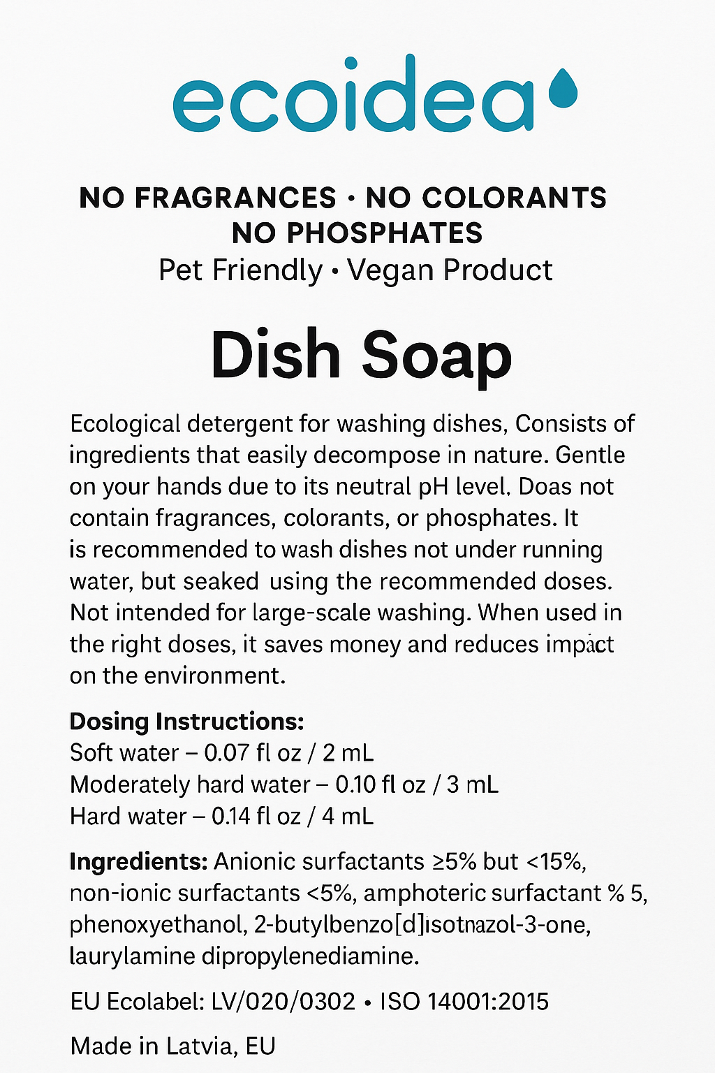 ecoidea Dish Soap 17.6 FL OZ