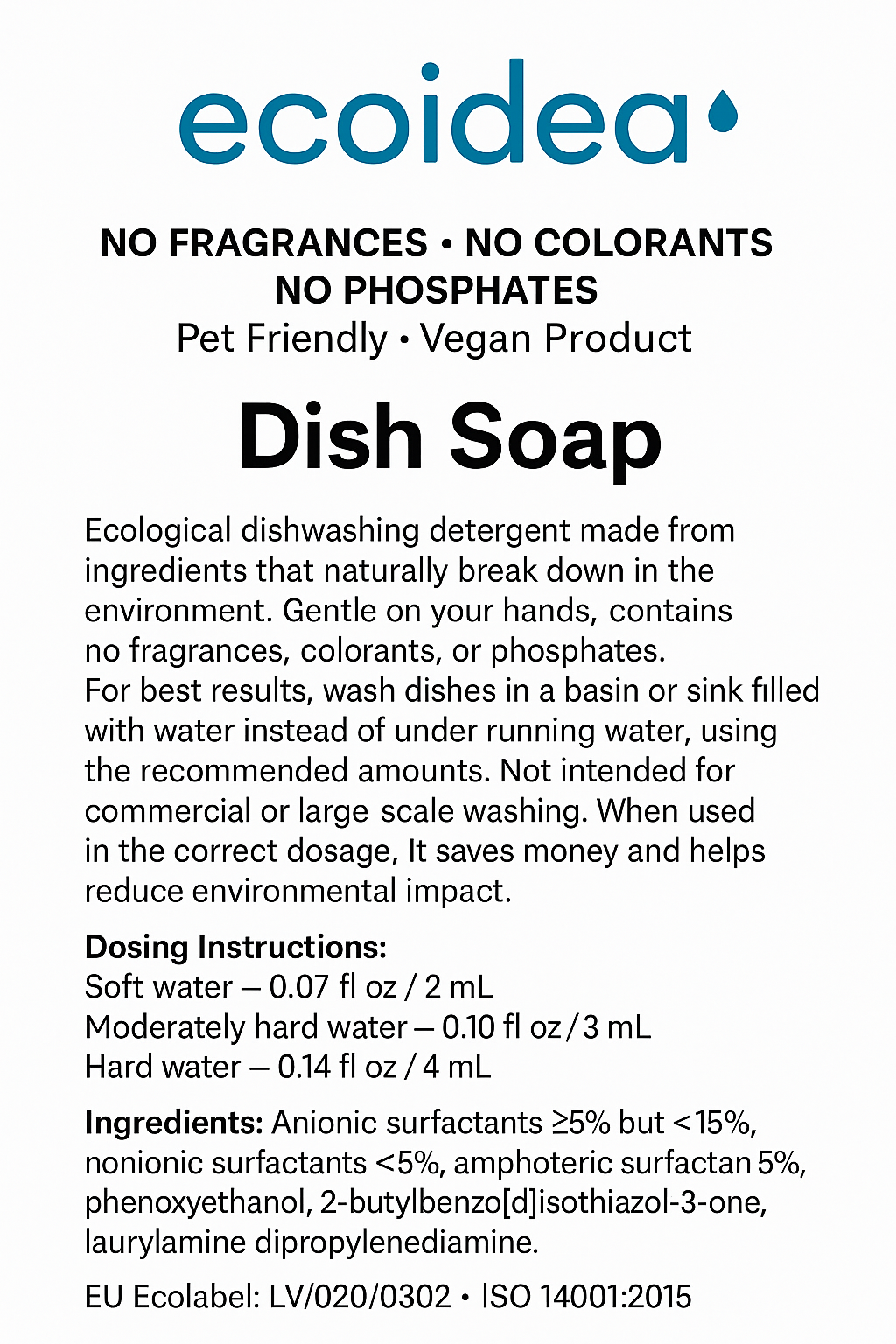 ecoidea Dish Soap 17.6 FL OZ